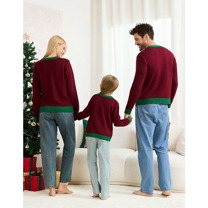 Pull De Noël Famille – Sweat-shirt Manches Longues Imprimé Renne – Ensemble Parent-enfant – Tissu Doux - 6