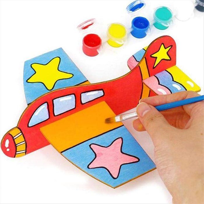 KAKOWELY 10 Pcs Modèle d'Avion en Bois Assembler Avions en Bois DIY Peinture Vierge Avion Jouet pour Enfants Cadeau, 7.28X5.71X2.17 Pouces