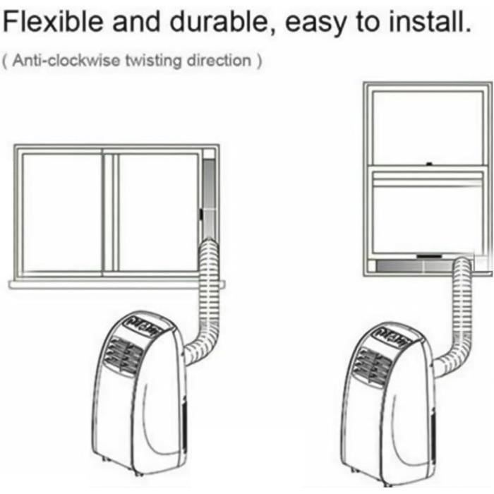 Tuyau d'échappement universel pour climatiseur, tuyau d'évacuation flexible avec filetage pour climatiseur portable, tuyau d'évacuation prolongé - 130 mm x 2 m