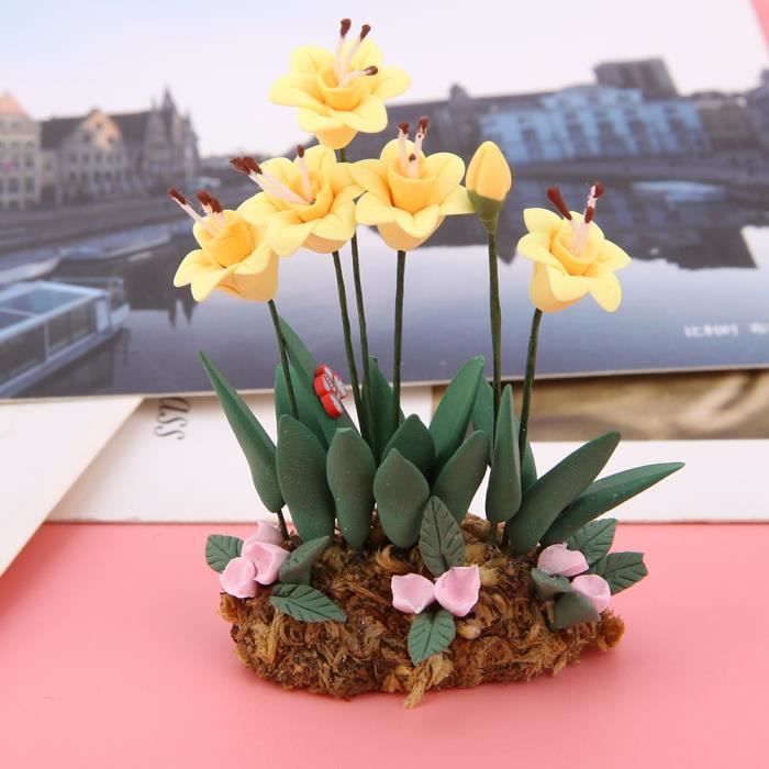 Pot de fleur de maison de poup e pot de plante de fleur miniature