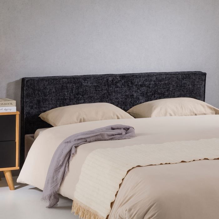 Tête De Lit Rembourrée ELOWA 160 Cm - Tissu Polyester Noir - Pieds En Plastique - Design Moderne - 11