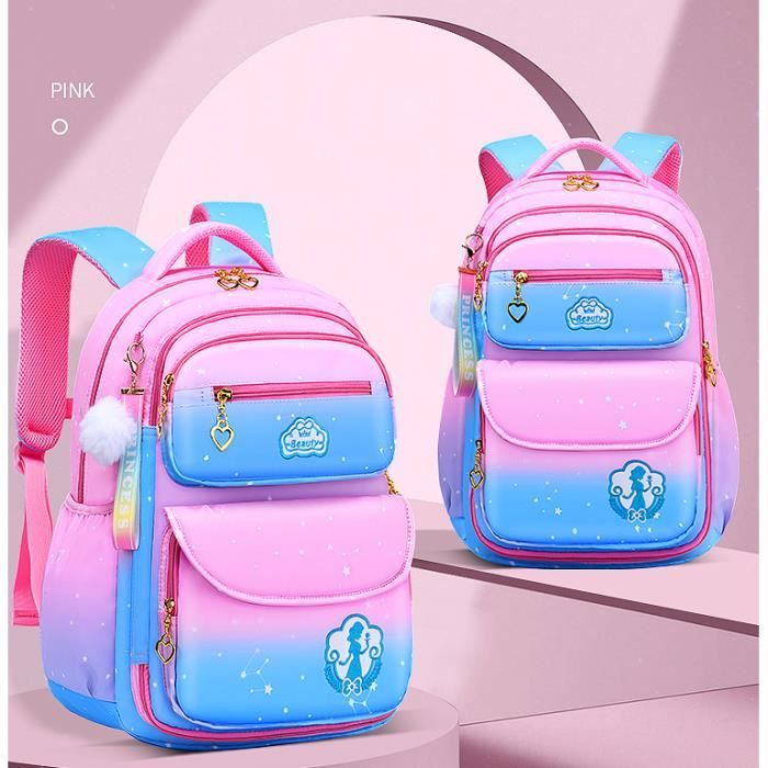 Cartable Fille Primaire Sac a Dos Filles Enfants Sac a Dos Hydrofuge Sac a Dos Scolaire pour Filles Enfants Rose