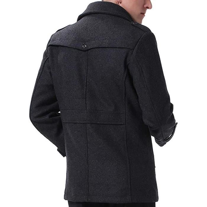 Manteau Homme Laine Hiver Chaud Trench Coat Caban elegant Blouson Parka Veste Regular Fit Casual Manteaux noir Cdiscount Pret a Porter