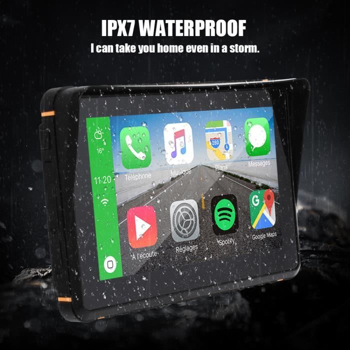 Écran Tactile 5 pouces waterproof CarPlay Android Auto  Navigation GPS pour Moto