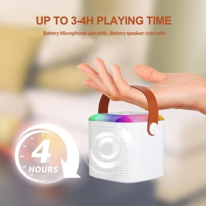 Mini Enceinte Karaoké Enfant Avec 2 Micros Sans Fil - Bluetooth 5.0 - Portable