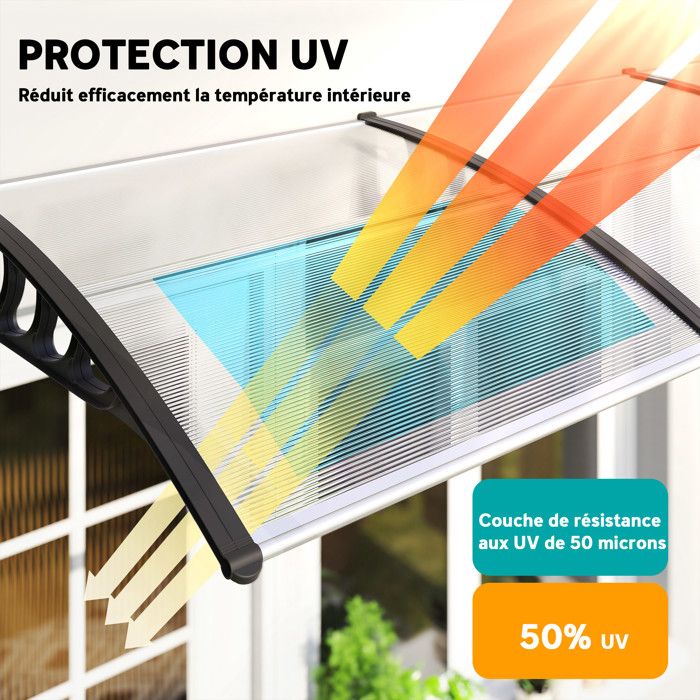 Auvent de porte, Marquise Aquila en polycarbonate, Abri de porte, Canopia