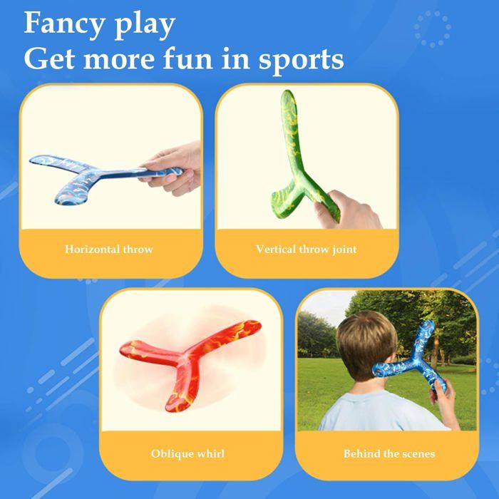 Lot De 5 Boomerangs EVA Pour Enfants – Trois Ailes, Légers Et Colorés | Jouet Extérieur Lancer Et Rattraper