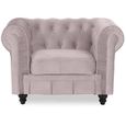Fauteuil Chesterfield velours Altesse Taupe - Classique - Altesse - 1 place - Tissu - Velours (Polyester)-0