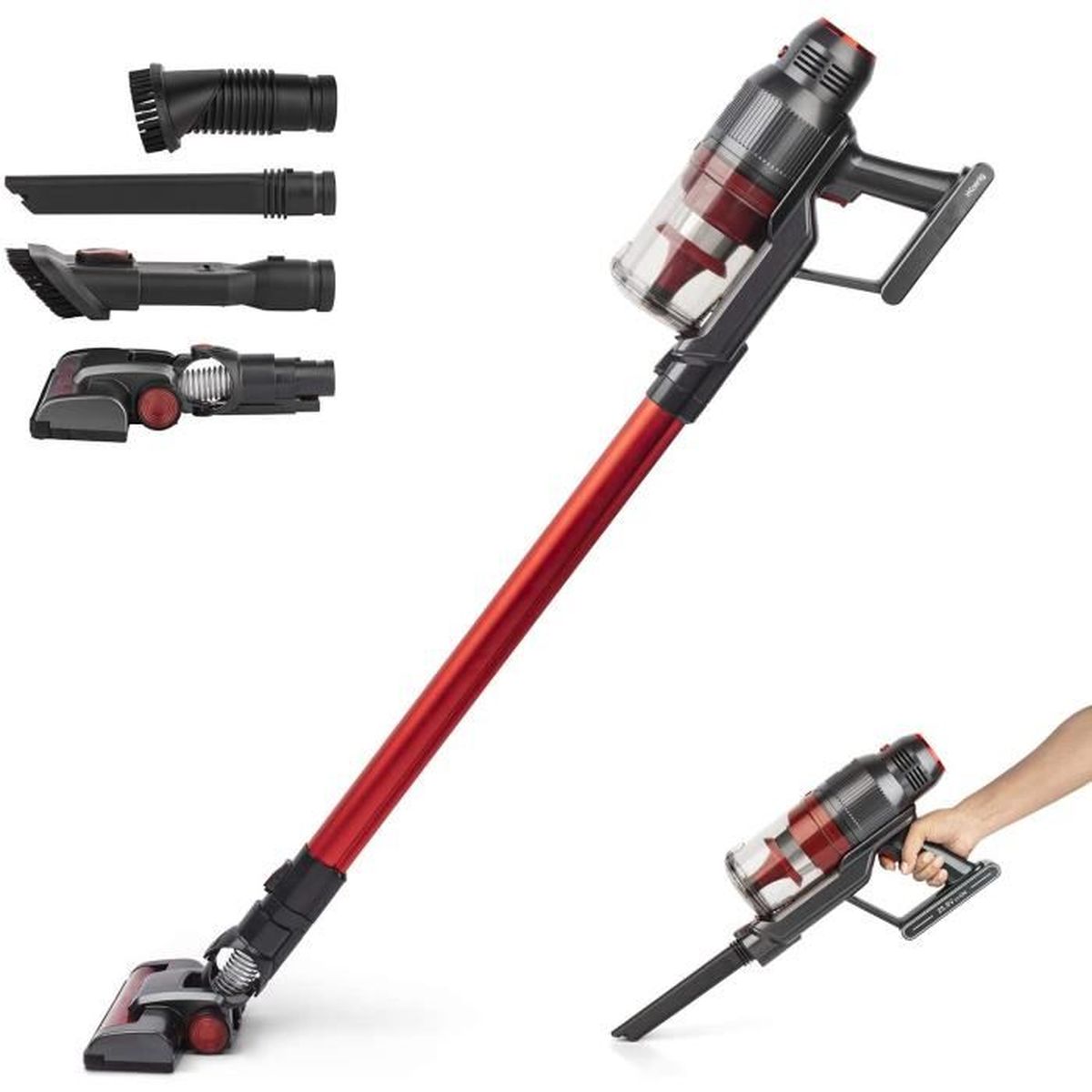 H.Koenig TCP85 Aspirateur à Main Cyclonique Sans Fil - 85W, 15 Min, 0.8L, Filtre HEPA - Accessoires Inclus