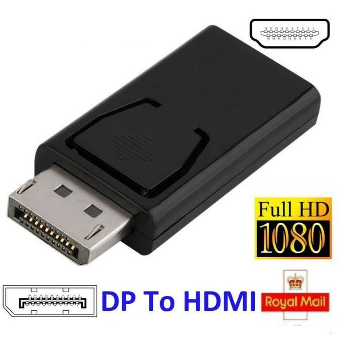 Adaptateur Passif DisplayPort Mâle Vers HDMI Femelle – Résolutions Jusqu'à 1080p Et QXGA, Compatible 10,8 Gbps