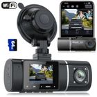 Abask J05 Pro Caméra de Voiture 4K 1080P WIFI APP Connexion DashCam Angle 170°+140° Vision Nocturne Infrarouge Avec 64Go Carte