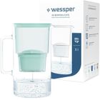 Wessper Carafe en verre avec 1 filtre à eau (compatible avec Brita Maxtra), Eau filtrée avec grand goût et pureté, 3 Litres