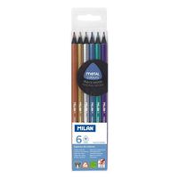 MILAN - Pochette de 6 crayons de couleur métallique triangulaires