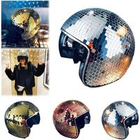 Casque de bal disco avec visière rétractable, verre miroir à paillettes, casque à paillettes pour DJ, club, scène, bar, fête(argent)