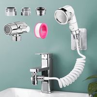 set de pommeau de douche pour lavabo, douchette télescopique, douchette avec adaptateur aérateur, robinet 24 mm g1 2 pour robinet