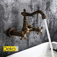 iDeko® Robinet Mitigeur de Lavabo en laiton vasque antique inspiré salle de bains robinet d'évier - support mural en laiton