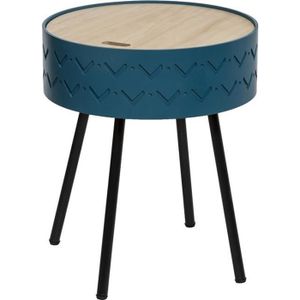 TABLE BASSE Table à café coffre bleu Shiro Atmosphera - Bois - Panneaux de particules - Scandinave - Moderne - Rond
