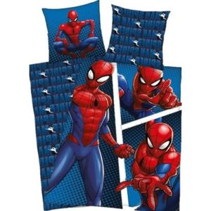 HOUSSE DE COUETTE ET TAIES Parure de lit 1 personne Spiderman Marvel bleu et 