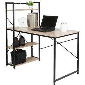 Laizere Table De Bureau En Bois Et Acier 1 Etagere Noir Et Chene Clair 120 X 64 X 121 Cm Achat Vente Armoire De Bureau Laizere Table De Bureau E Cdiscount