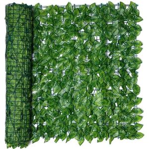 Brise-Vue Imprimé Feuillage Vert 1 × 5 M – Toile Occultante Avec Œillets Jardin Terrasse Balcon