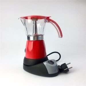 Cafetière italienne électrique rouge 6 tasses socle pivotant à 360°