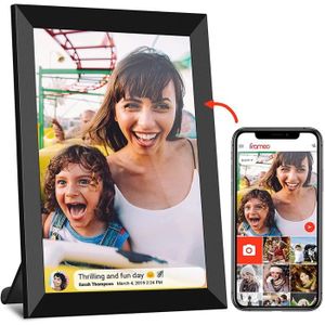 montage mural Feelcare Cadre photo numérique Smart WiFi 10 pouces 16 Go avec écran tactile LCD IPS noir rotation automatique portrait et paysage pour envoyer des photos vidéo 