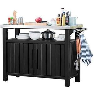 CHARIOT - SUPPORT KETER Grand buffet barbecue 0,66m² en résine - Gri