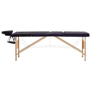 TABLE DE MASSAGE - TABLE DE SOIN BLL Table de massage pliable 3 zones Bois Noir et violet 7029685958010