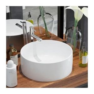 LAVABO - VASQUE Lavabo rond en céramique blanc 40 x 15 cm - VIDAXL - Design élégant - A poser