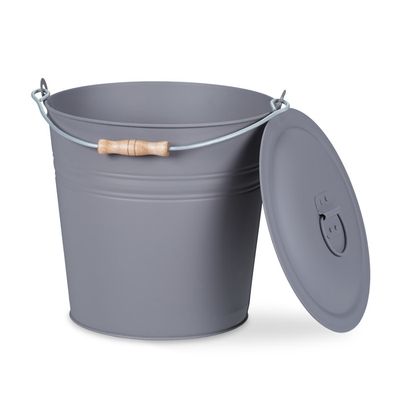 Relaxdays Charbonnière avec pelle et poignée, 10 litres, pour charbon, briquettes, accessoires cheminée, argentée/nature - Bricolage