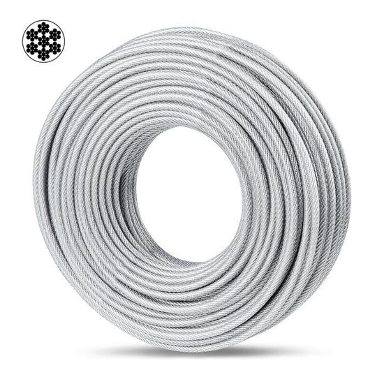 WENLISELL Kit Câble Acier Inoxydable 10m 5mm 7x7 Brins Robuste Avec 10 Pinces - Parfait Pour Jardin, Clôture & Suspension Extérieure