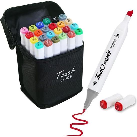 Tongfushop 80 Couleurs Marqueurs, Feutres Kit Double Pointe Stylo Marqueur D'Aquarelle, Crayon De Feutre Marker Créatif Pour Débutants Graffiti Tongfushop 80 Noir
