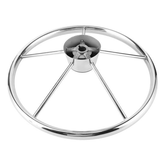 Volant Mooneyes 15" Blanc 3 Rayons - Poignée Doigt GS290FGWH Avec Kit Klaxon - Neuf Chrome