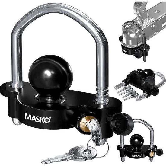 Relaxdays Antivol Remorque Pour Tête D'Attelage - Cadenas Caravane Avec 2 Clés Orange/Noir