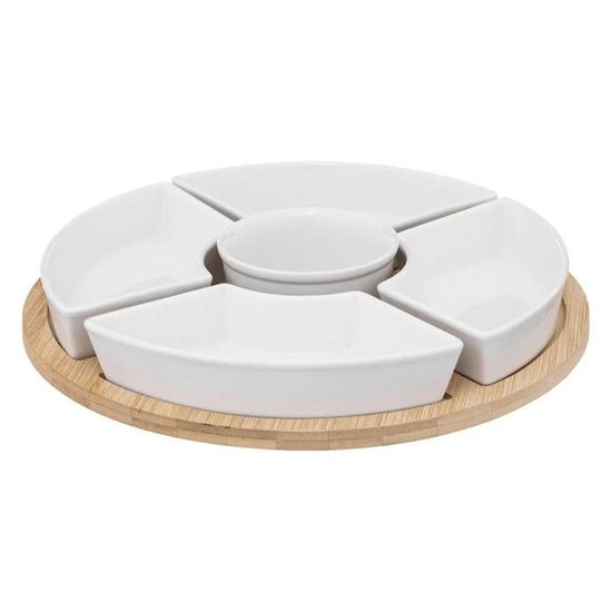 Service Apéritif 6 Pièces Buenos Aires - Porcelaine, 31x31cm, Neuf Sous Emballage