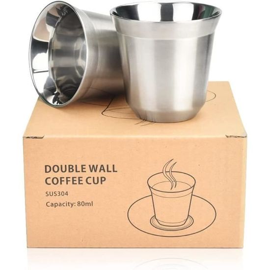 Tasses Isolation Double Paroi Tasses Isothermes Acier Inoxydable 300ml - Lot De 4 Noires Design Diamant Tasses Café Design Titane