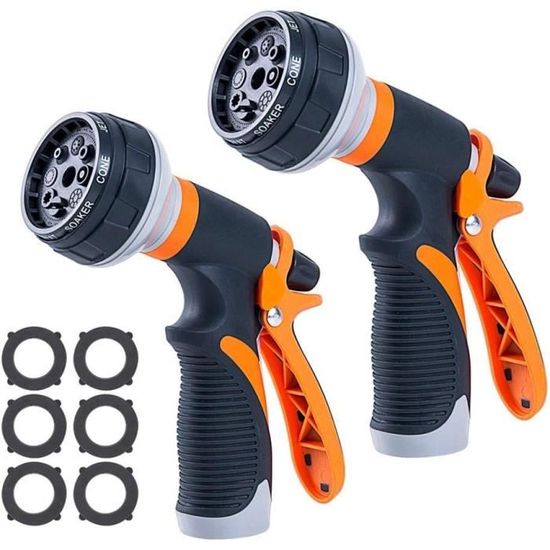 Pistolet Arrosage 8 Modes - Haute Pression - 4 Interfaces - Pour Jardin, Lavage Voiture, Animaux