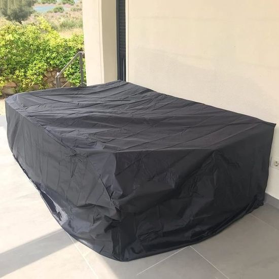 Housse De Protection Table De Jardin 244X244X90Cm, Rectangulaire Imperméable Anti-Uv Bâche