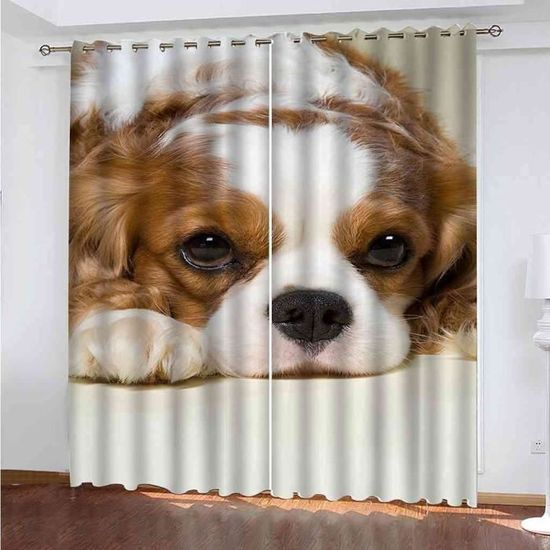 Rideaux Chambre Enfant Fille, Lot De Noel Occultant 3D Chiot Animal