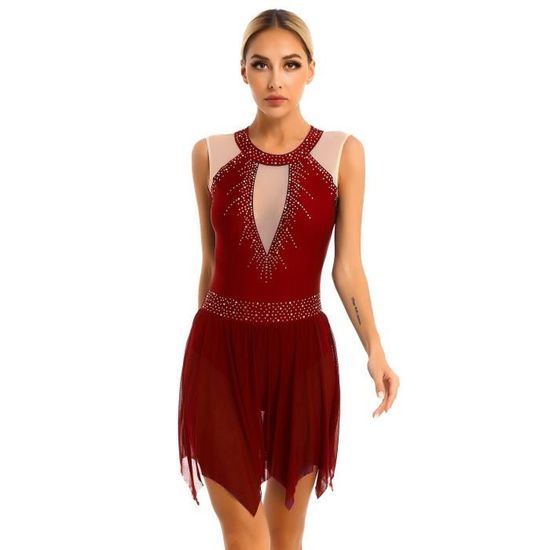 Robe De Danse Femme Strass - Justaucorps Sans Manches Pour Patinage, Gymnastique, Spectacle - Taille S à XXL - 6