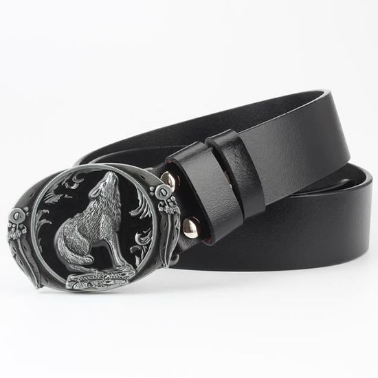 Boucle De Ceinture Loup Hurlant Pleine Lune - En Acier Inoxydable, 8,5x6,5 Cm - Style Country, Biker, Cadeau