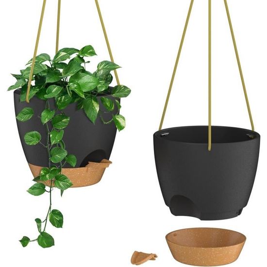 Lot de 5 pots de fleurs suspendus en macramé - Pour suspendre des