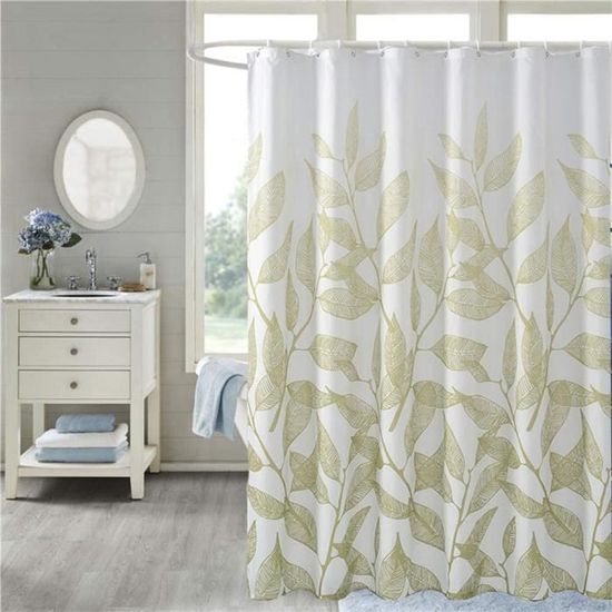 Rideau De Douche Hiver Forêt 180x180 Cm – Imperméable Antimoisissure – Design Arbre Oiseau Bleu Gris – Avec 12 Crochets