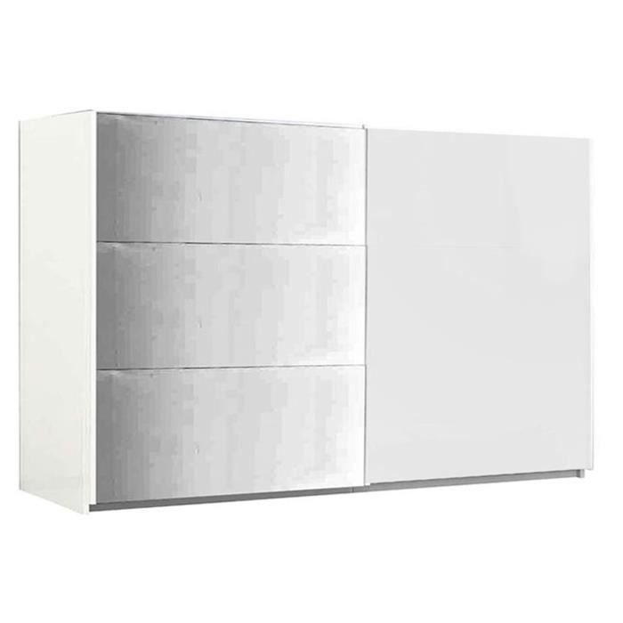 SIROLO LAQUE BLANC ARMOIRE 260 MODERNE : L'Armoire 2 Portes Bois et Miroir Coulissantes