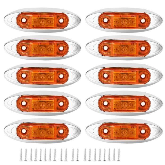 Atyhao Lumière LED de camion 10pcs Feu de Gabarit Latéral 3LED Lampe Piranha Antipoussière Étanche pour Camion Remorque(Ambre )-,-