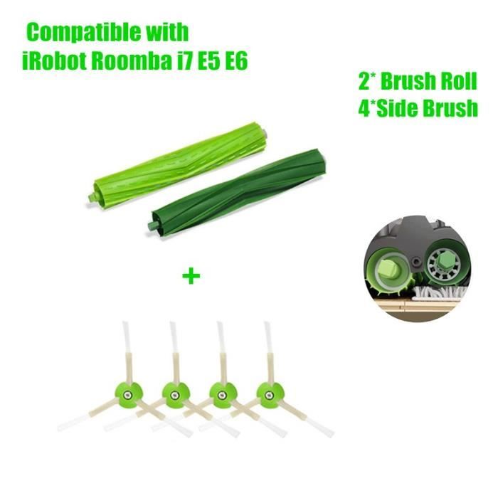 iRobot-ZUHE6 - Rouleau de brosse de remplacement pour aspirateur Robot iRobot Roomba i7 E5 E6 série I, pièces