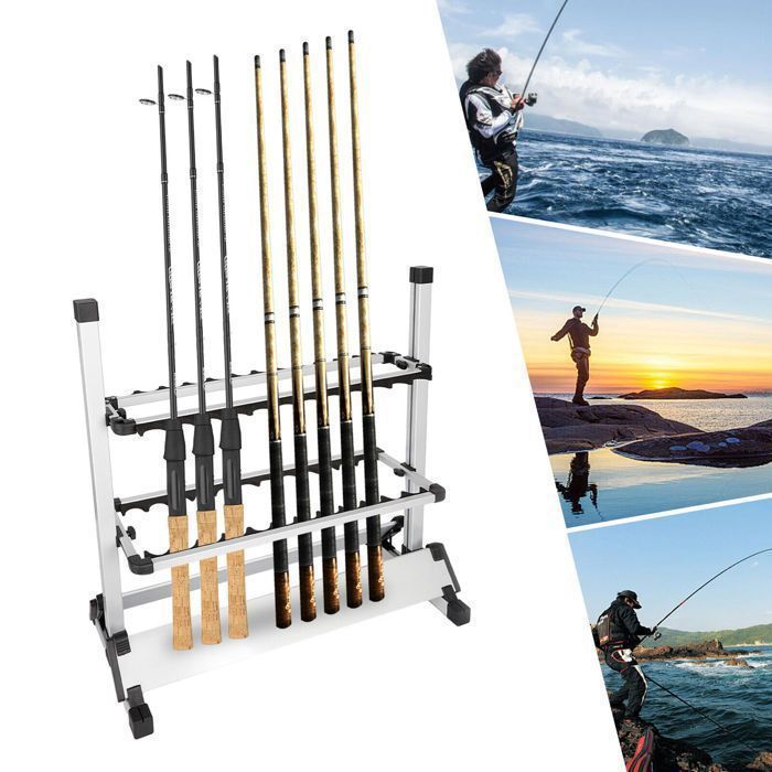 Support de rangement pour canne à pêche à 24 cannes à pêche Porte-canne à étagère portable
