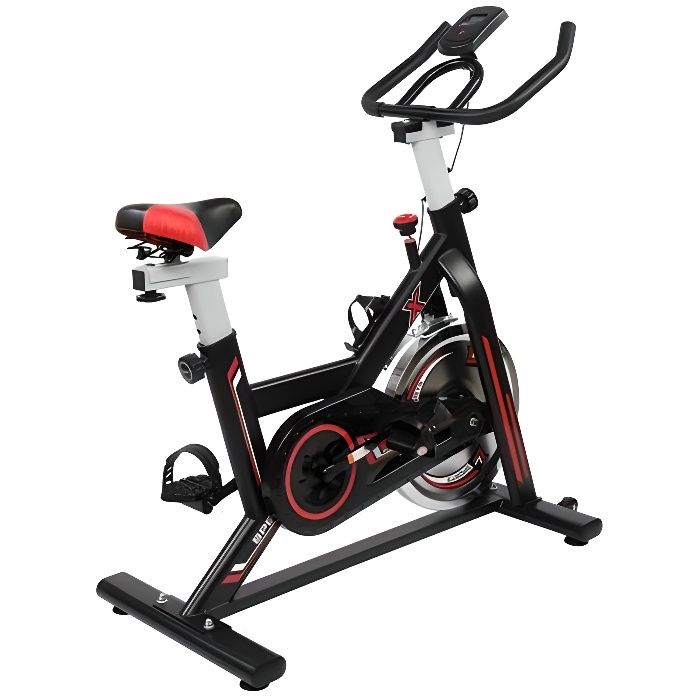 Vélos d'appartement, pour Spinning,Roue directionnel,Transmission par Courroie Fixe,Siège réglable, Affichage LCD 105*50*118cm