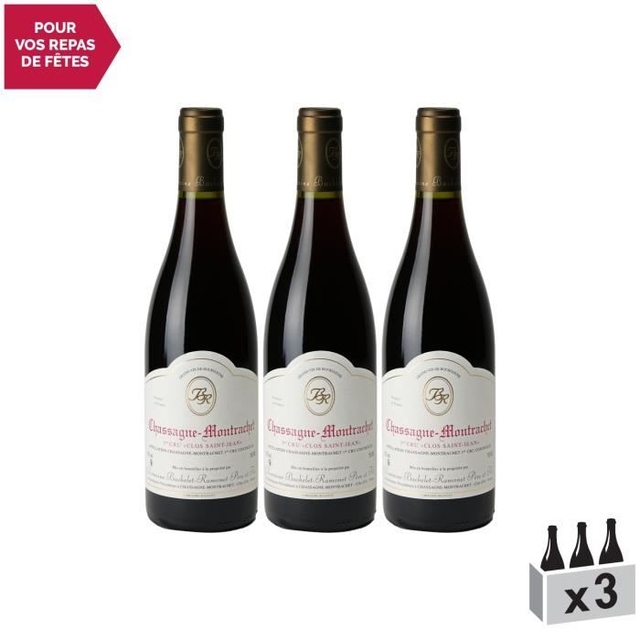 Chassagne-Montrachet 1er Cru Clos Saint-Jean Rouge 2018 - Lot de 3x75cl - Domaine Bachelet-Ramonet - Vin AOC Rouge de Bourgogne -