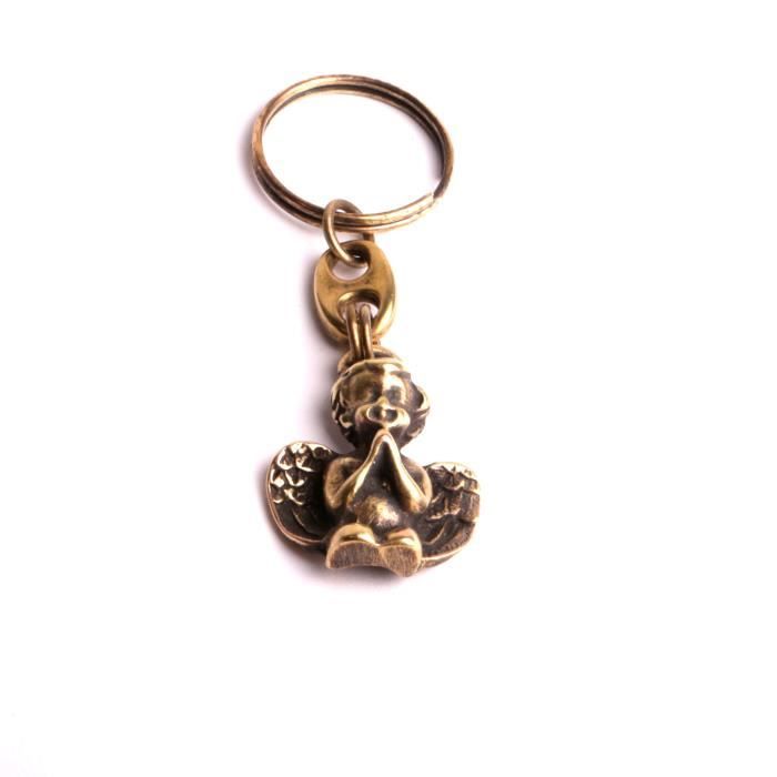 Porte bonheur ange monté en porte clefs vieux bronze création et fabrication handmade par by mode France.